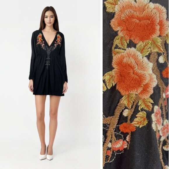 Johnny Was JWLA Floral Embroidered Tunic Mini Dress Bohemian Festival Breathable - Picture 1 of 9